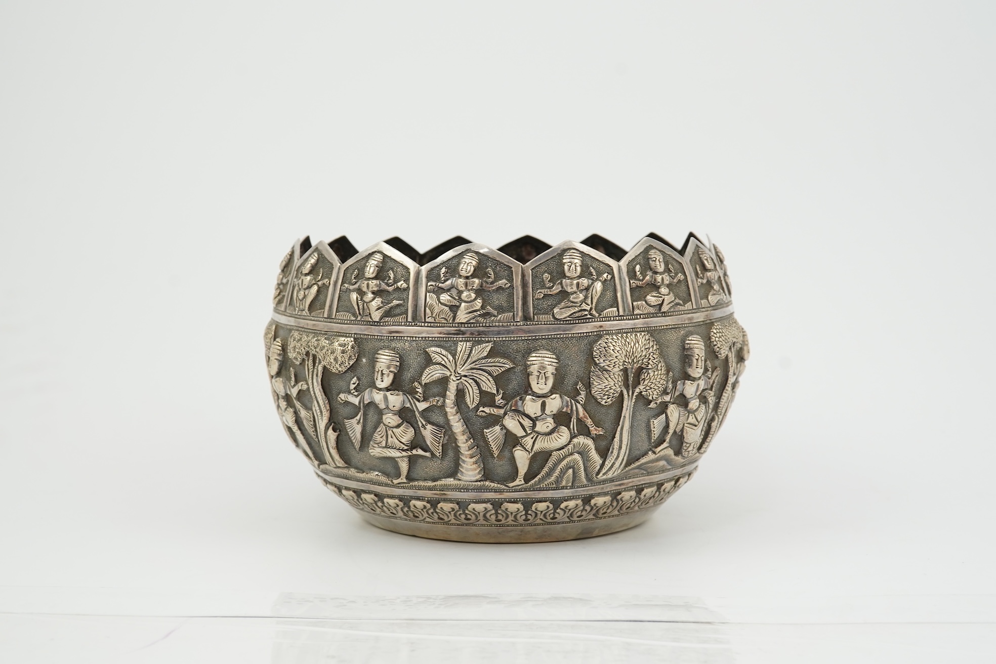 An early 20th century Burmese silver circular bowl